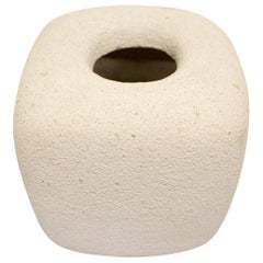 Cream Textured Sculptural Ceramic Vase 1