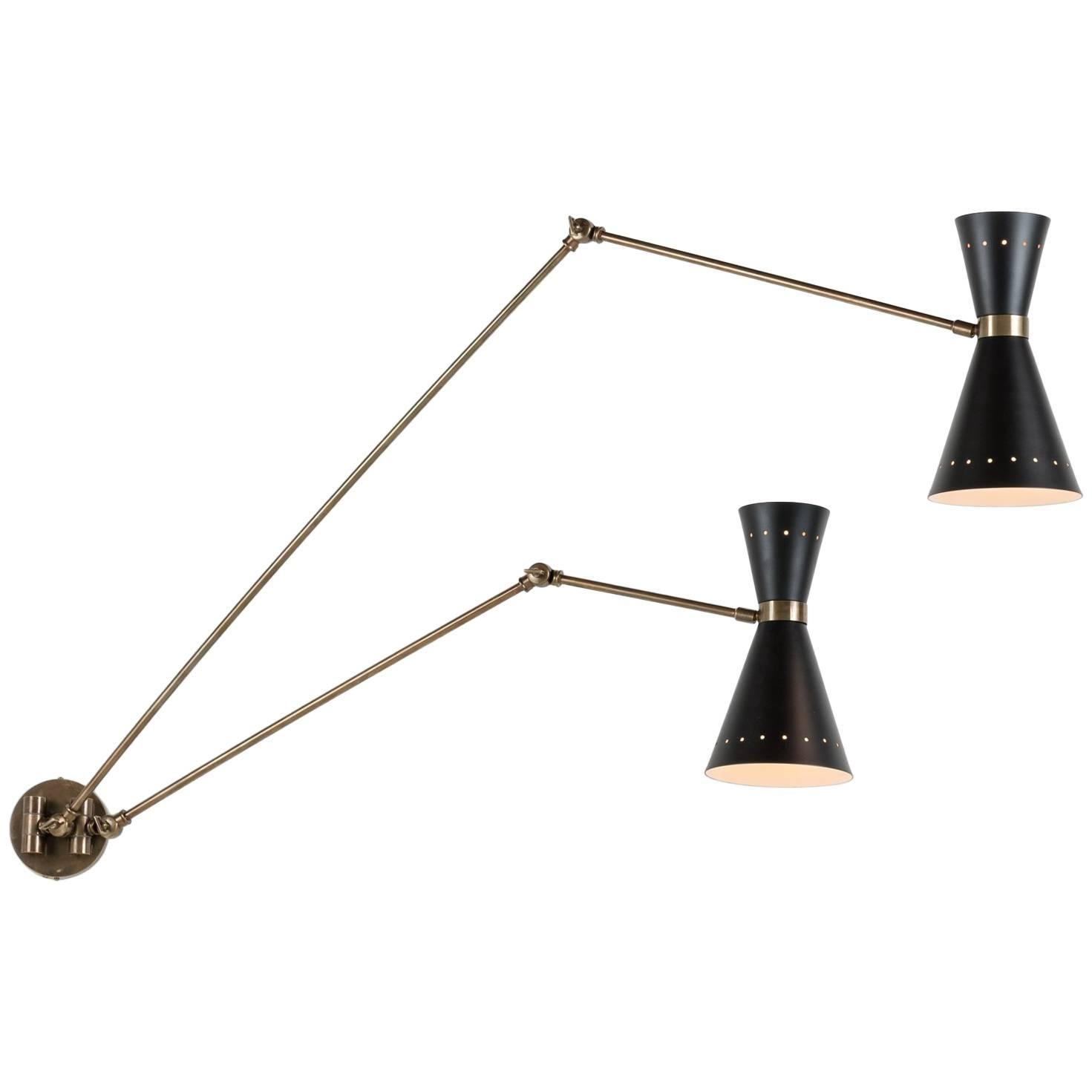 Black & Brass Double Wall Sconce, Italy, 21st century