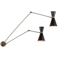 Black & Brass Double Wall Sconce, Italy, 21st century