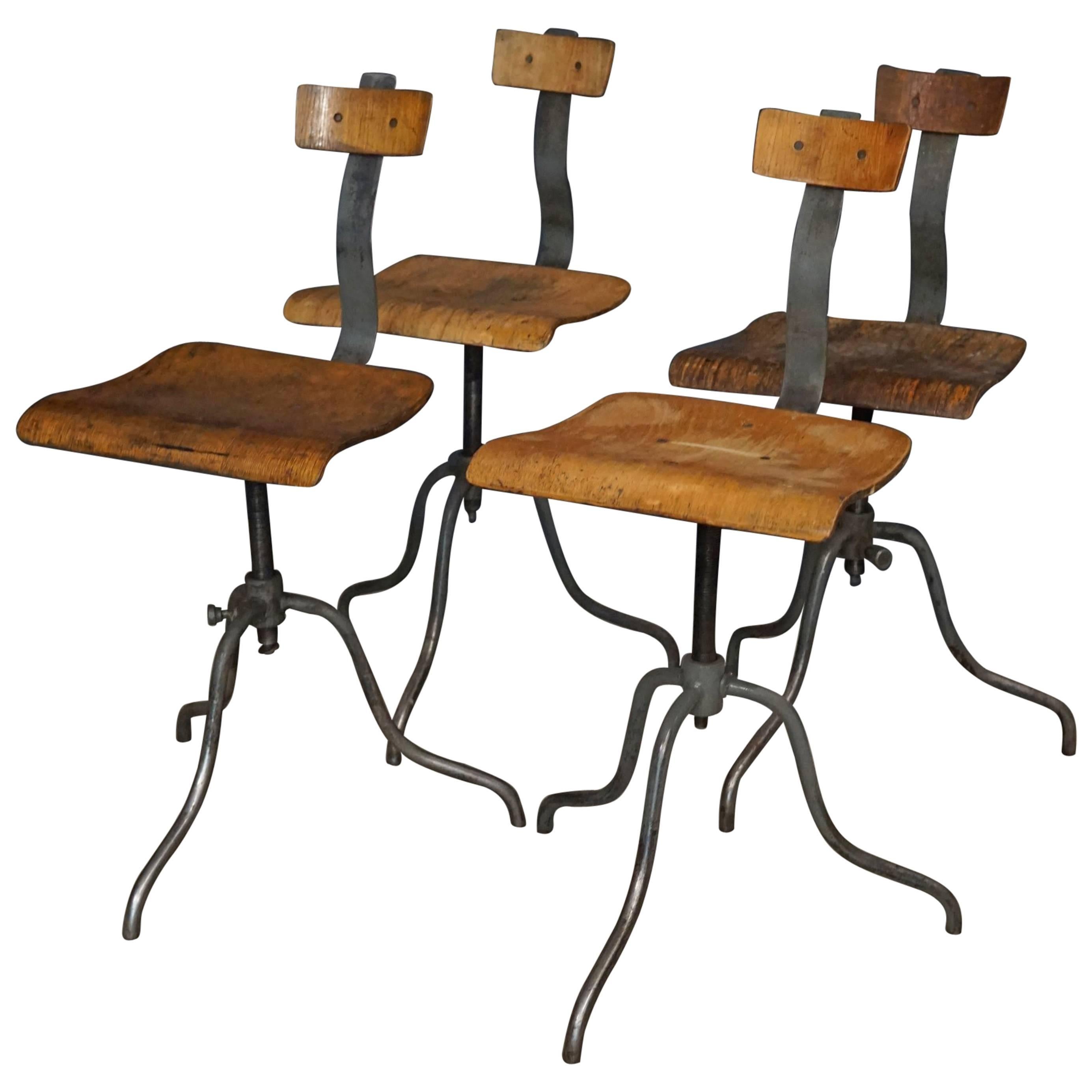 Set of Four Industrial Workshop Chairs