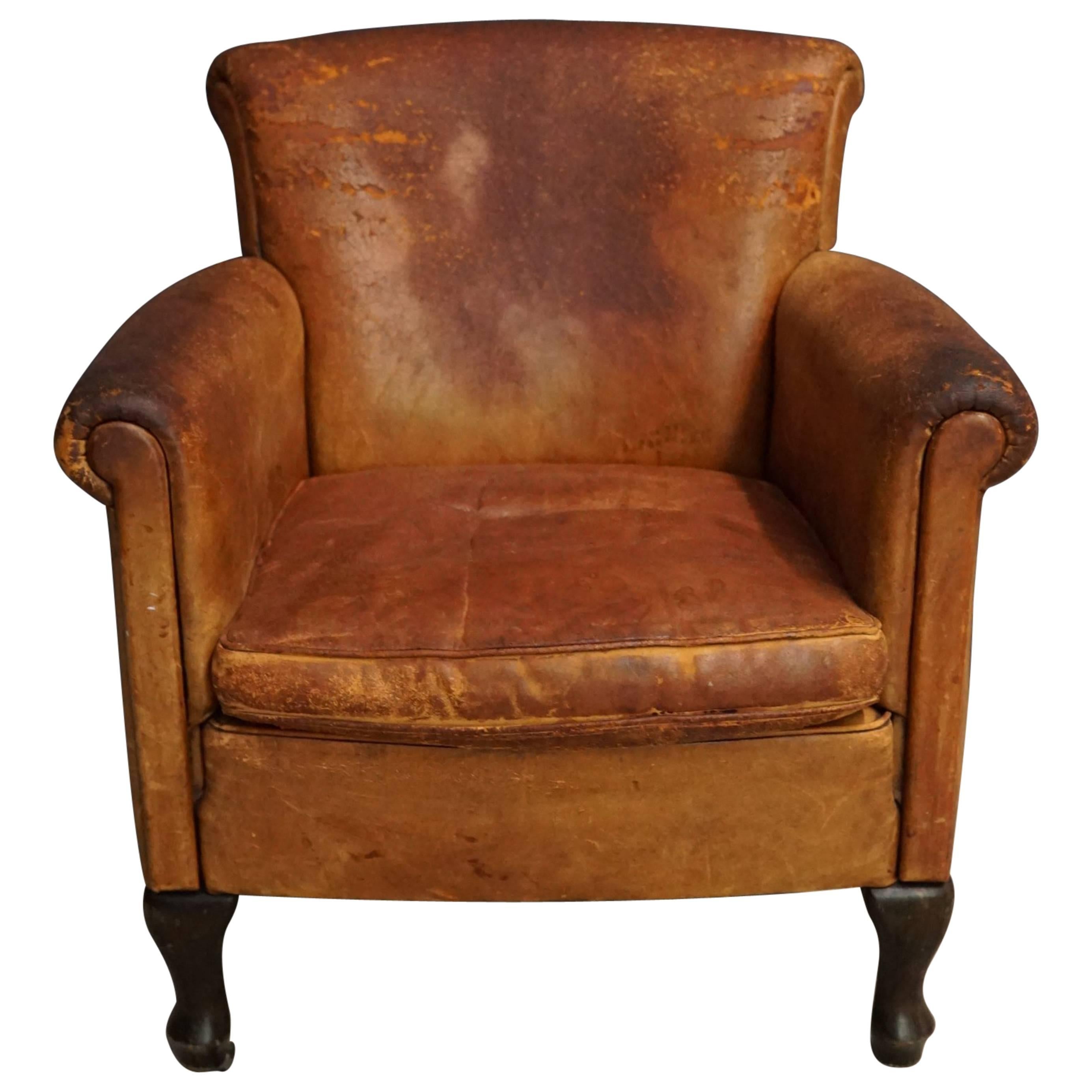 Vintage Cognac Leather Club Chair