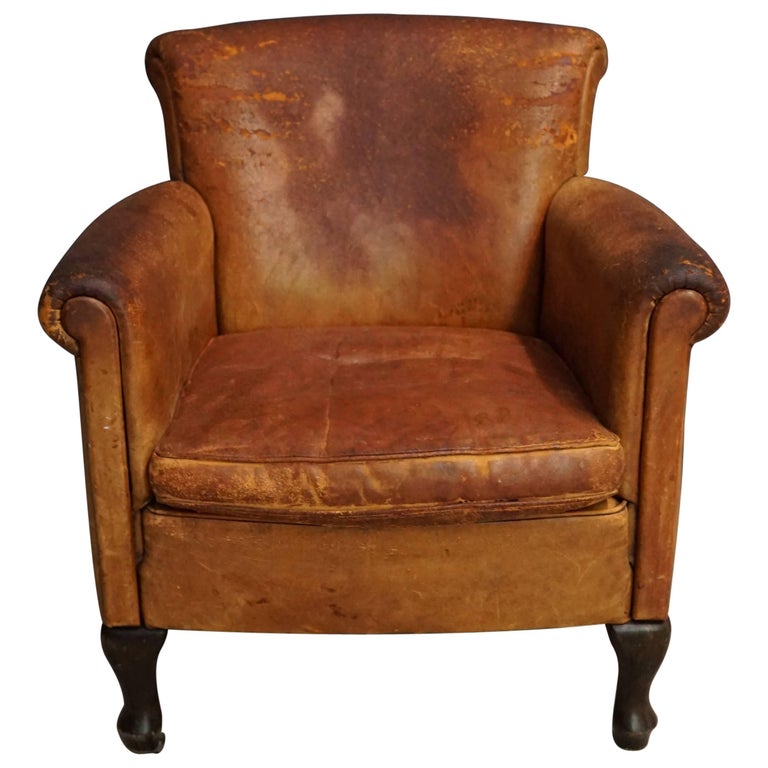 Vintage Cognac Leather Club Chair at 1stdibs