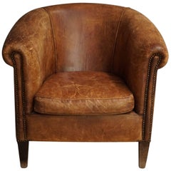 Vintage Cognac Leather Club Chair