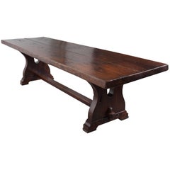 French 19th Century Hand-Cut Oak Dining Table 3