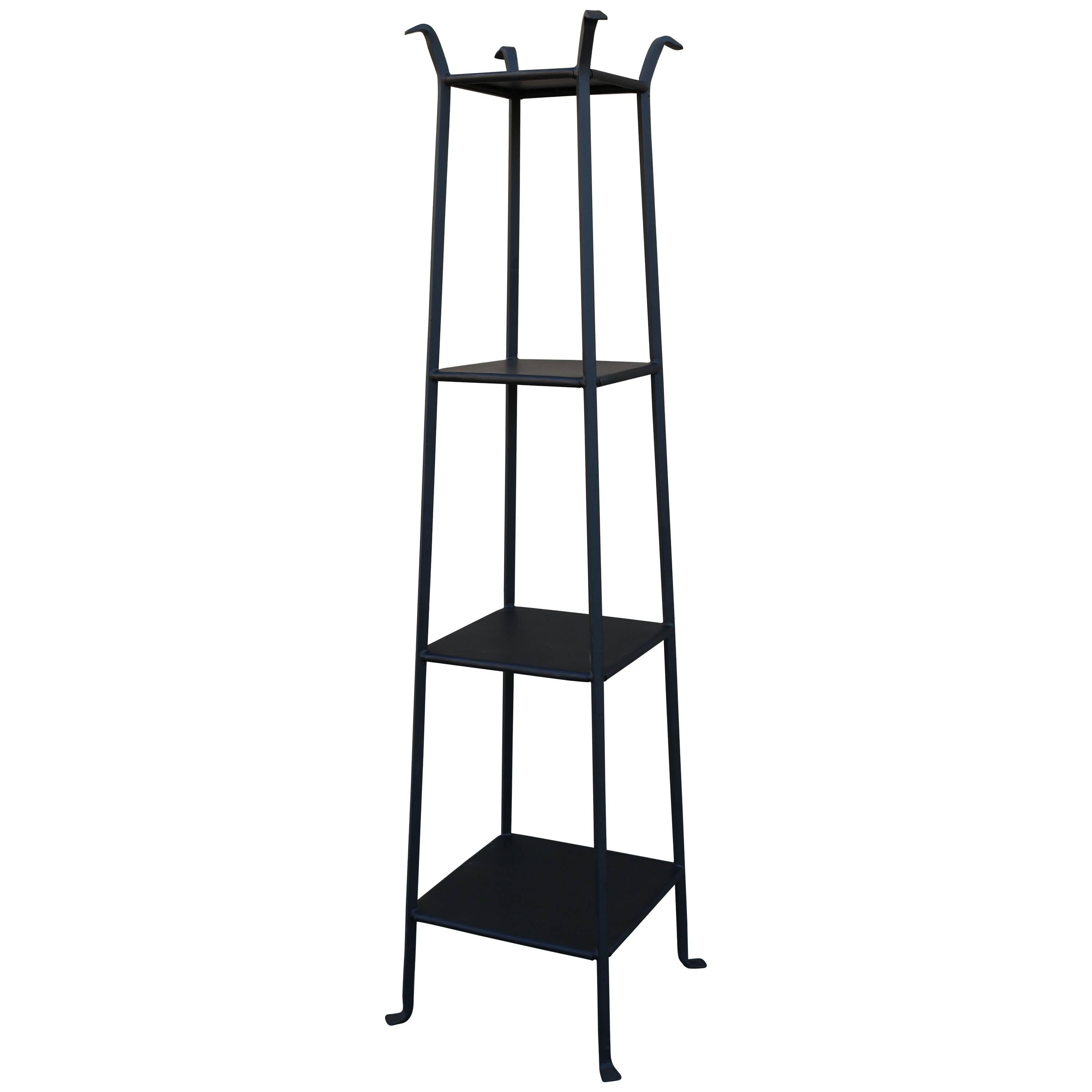 Black Metal Etagere with Graduated Shelves