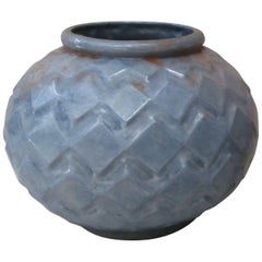 Blue Cast Iron Vase Art Deco