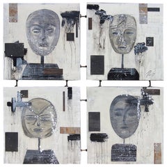 Large Abstract Mixed Media With Resin Quadriptych Painting by Peri Gutierrez 7