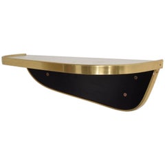 Mid-Century Modern Wood and Formica Wall Shelf with Anodize Aluminum Trim 1