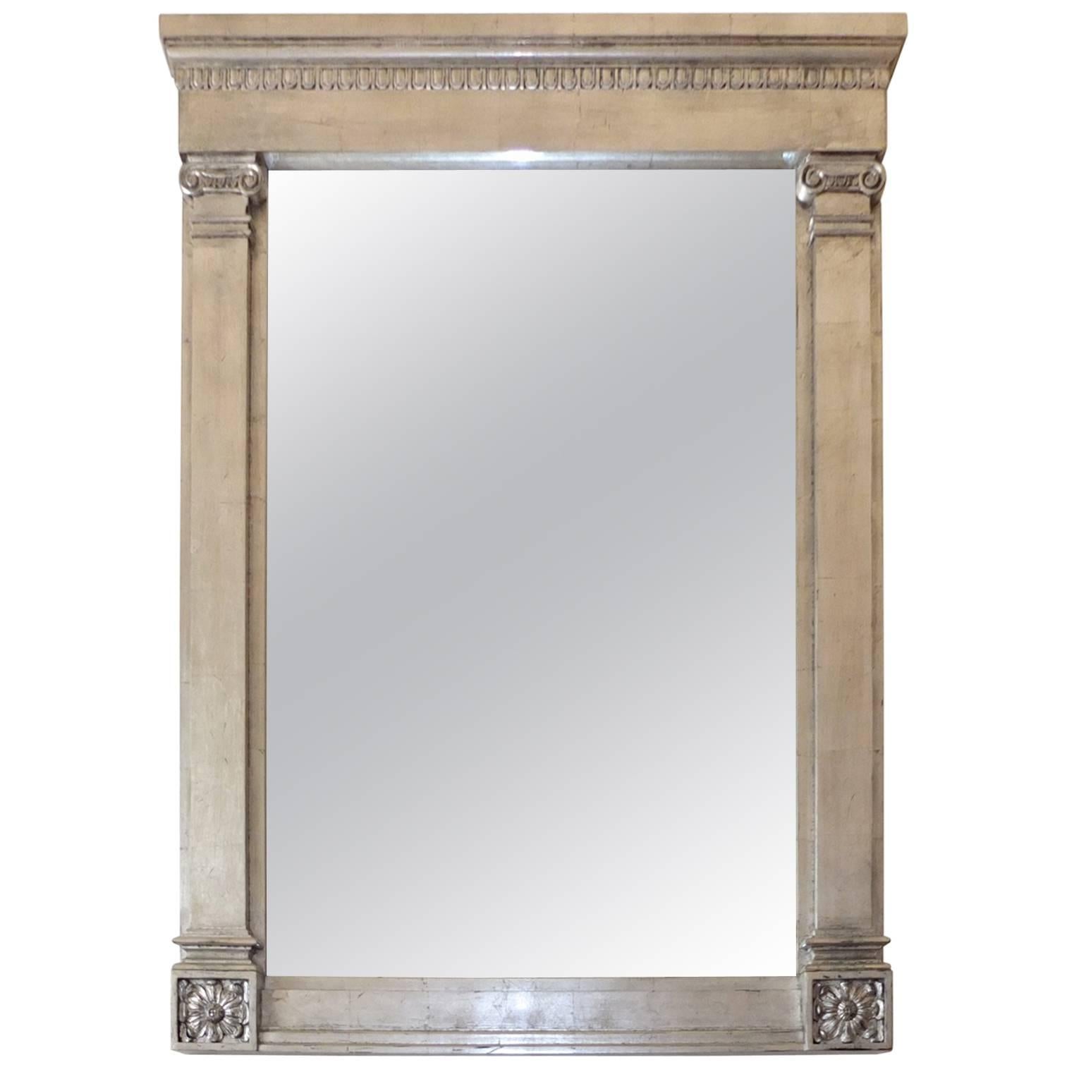 Vintage Marge Carson Platinum Leafed Neoclassical Wall Mirror