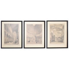 Set of Three Architectural Italian Etchings Framed