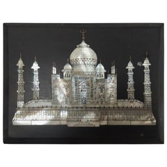 Boîte noire en onyx avec incrustations en Pietra Dura du Taj Mahal