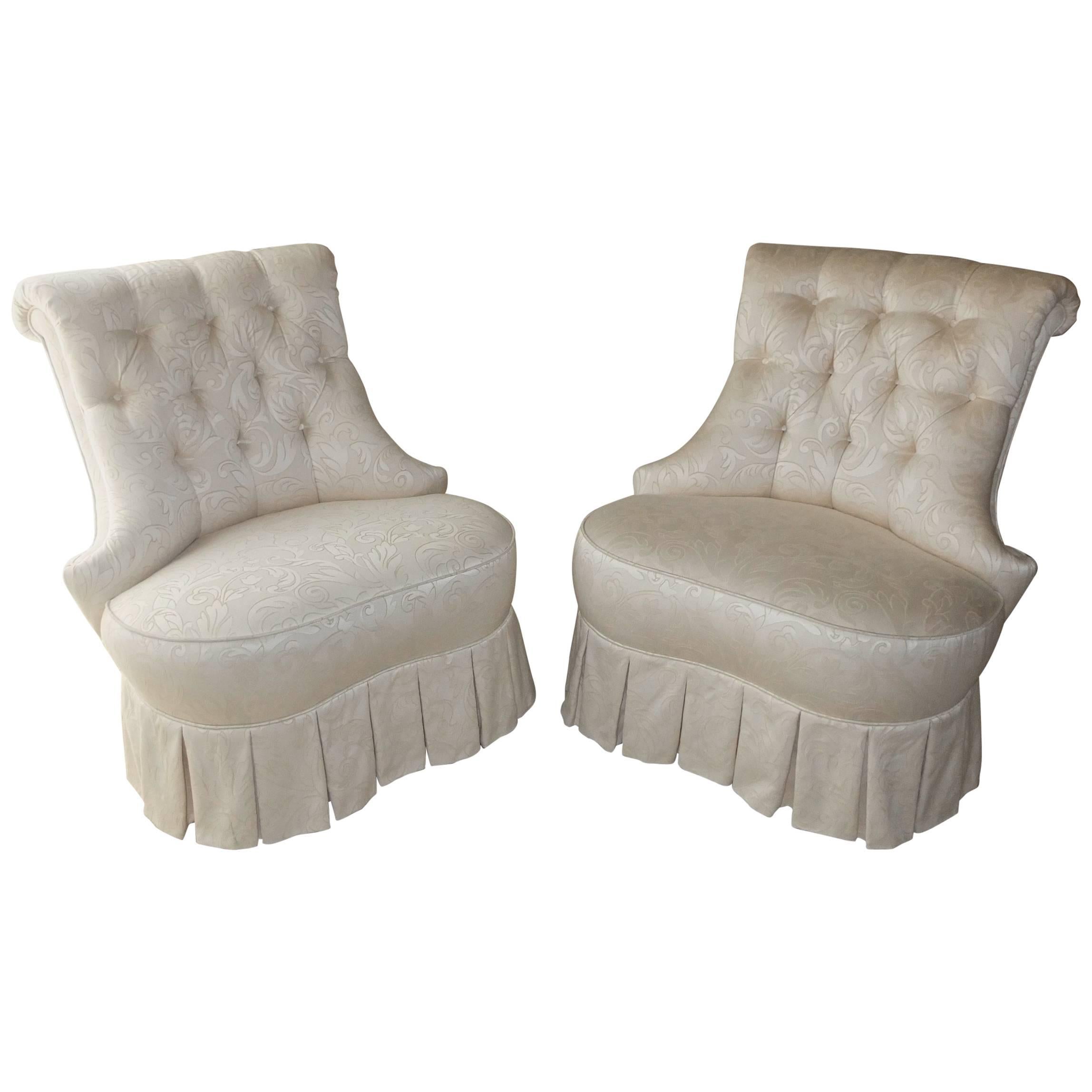 Pair of Napoleon III Style Boudoir Slipper Chairs