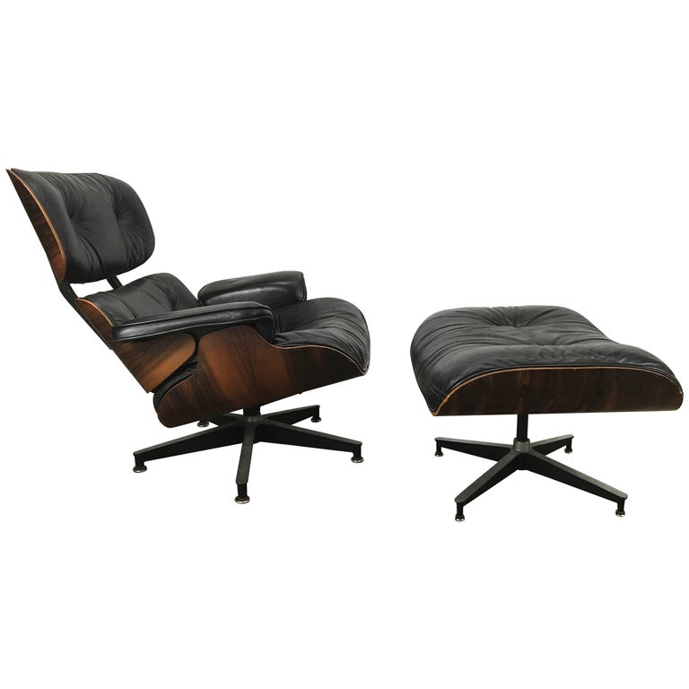Early Classic Mid-Century Modern 670/671 Eames Lounge and Ottoman Herman Miller