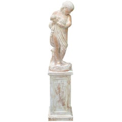 Terracotta Statue of Woman on Plinth