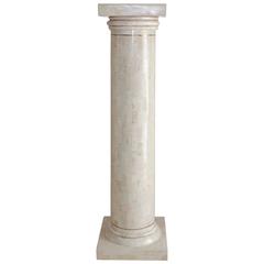 Tessellated Stone and Brass Pedestal Column by Maitland Smith