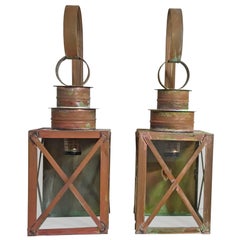 Pair of Funky Copper Wall Lantern