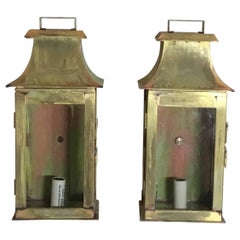 Pair of Wall Hanging Brass Lantern