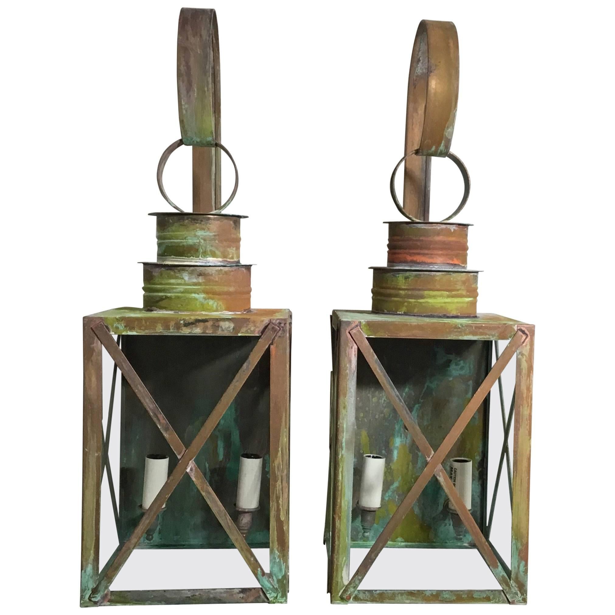 Pair of Architectural Copper Wall Lantern