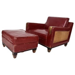 Mexican Modernist Club Chair and Ottoman, Arturo Pani Attributed