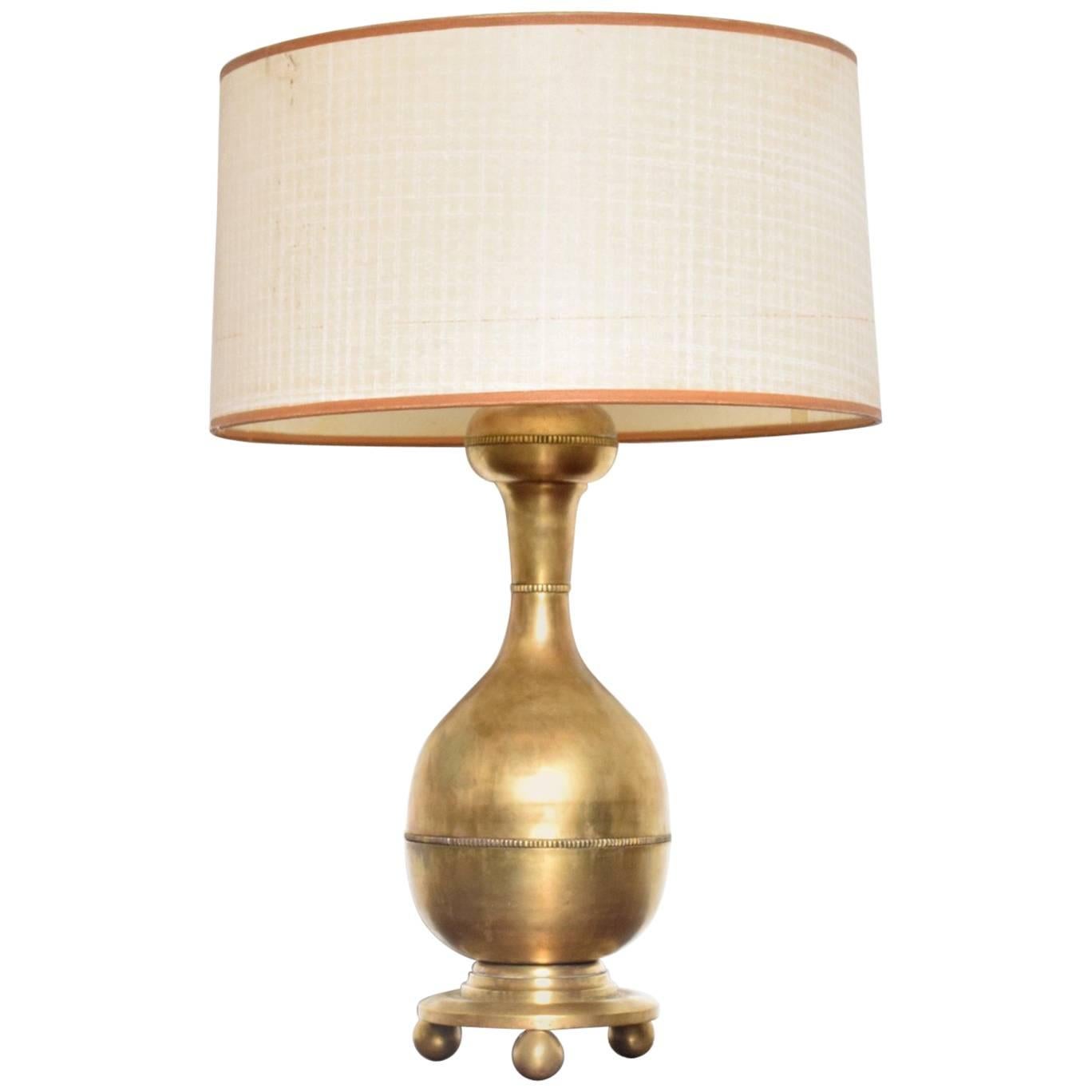 Mid-Century Modern Sculptural Brass Table Lamp, Mexican Modernist