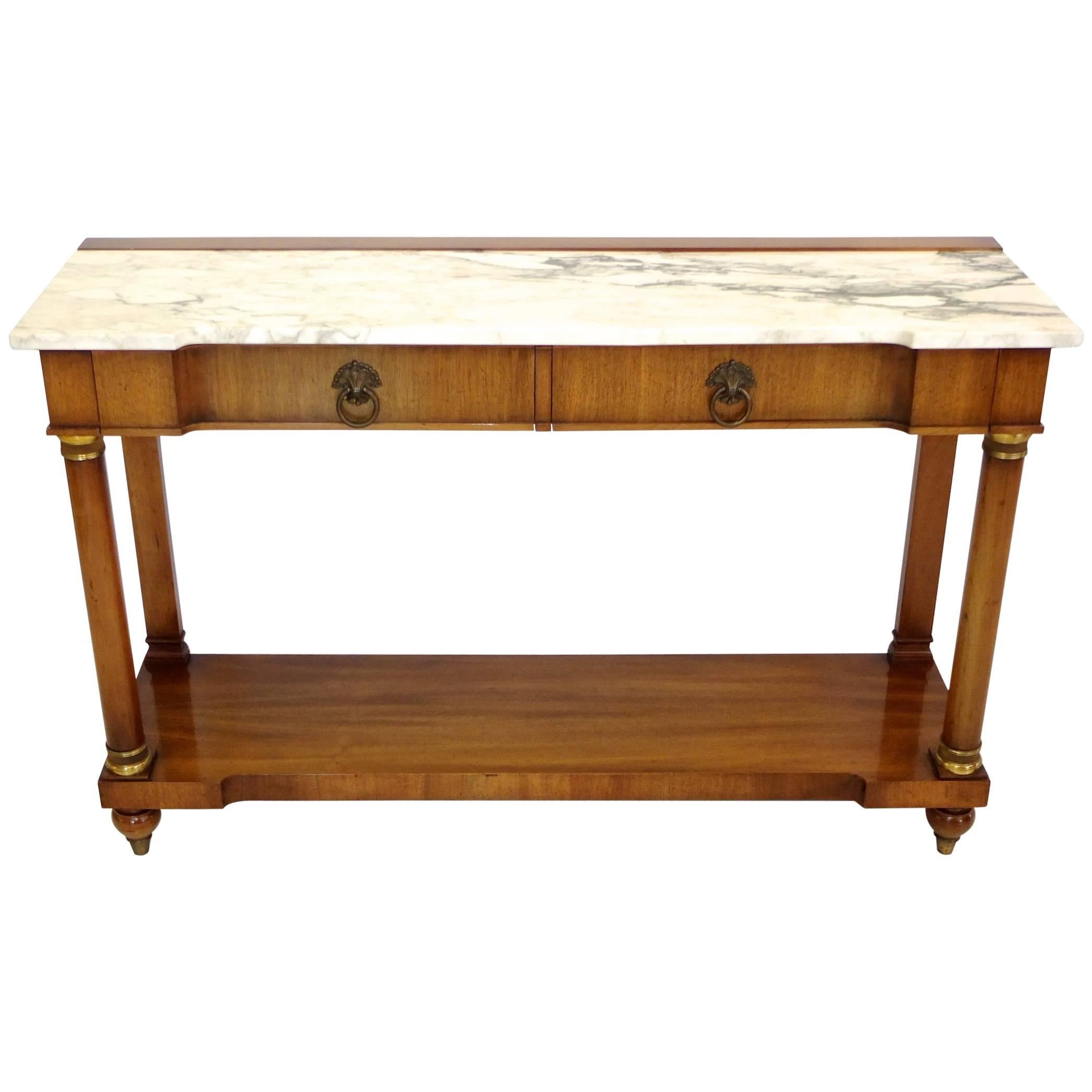 John Widdicomb Empire Style Console Table with Marble Top