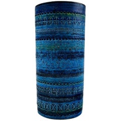 Bitossi, Rimini-Blue Ceramic Vase, Designed by Aldo Londi, 1960s