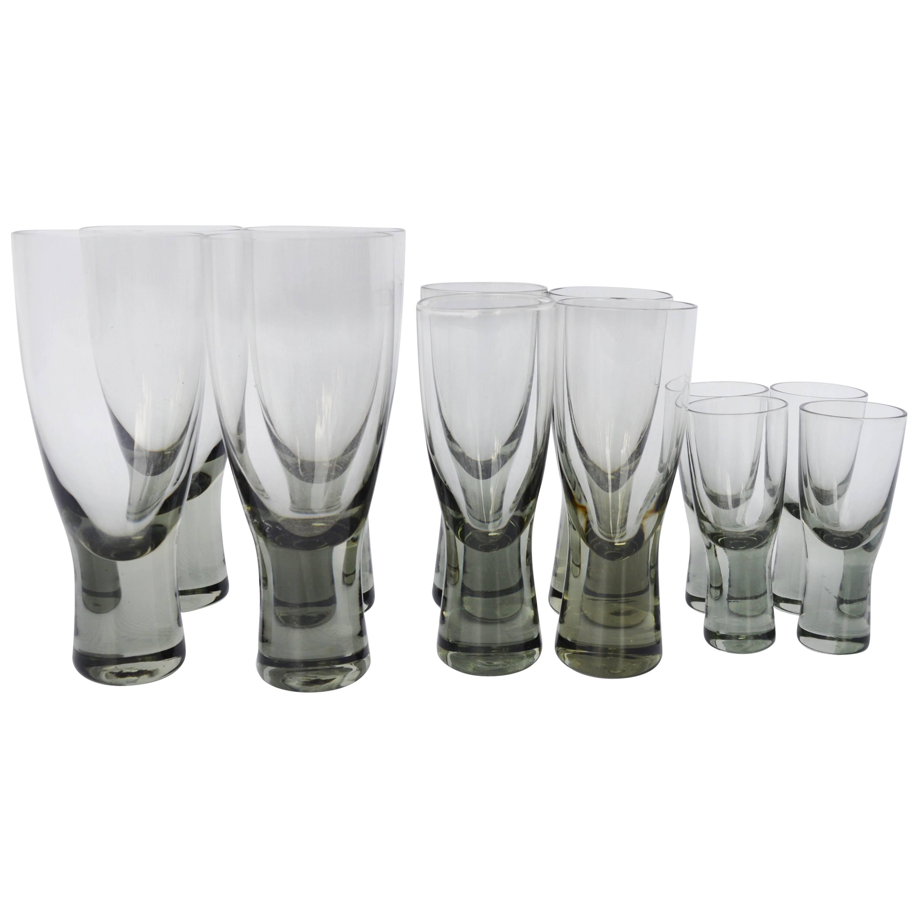Set 12 Per Lutkin Holmegaard Smoked Canada Glasses - Wine, Aperitif, Cordial For Sale