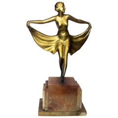 Huge Art Deco Spelter Dancing Figure