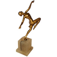 Art Deco Spelter Female Figural Dancer, 1930s