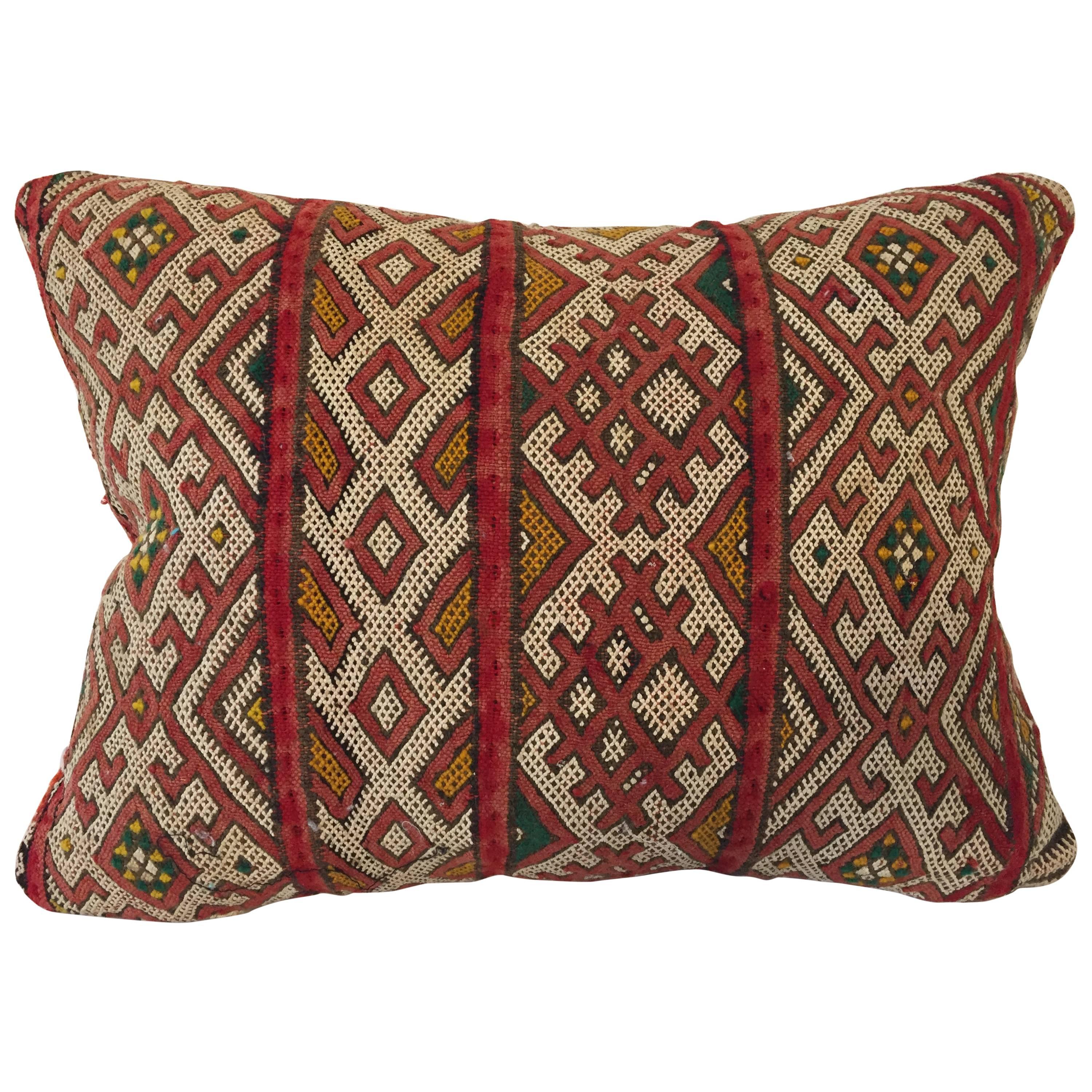 Moroccan Red Berber Tribal Pillow with African Designs