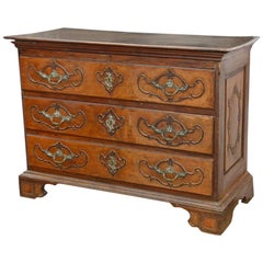 Large 18th Century Italian Carved Walnut Chest with Carved Side Panels