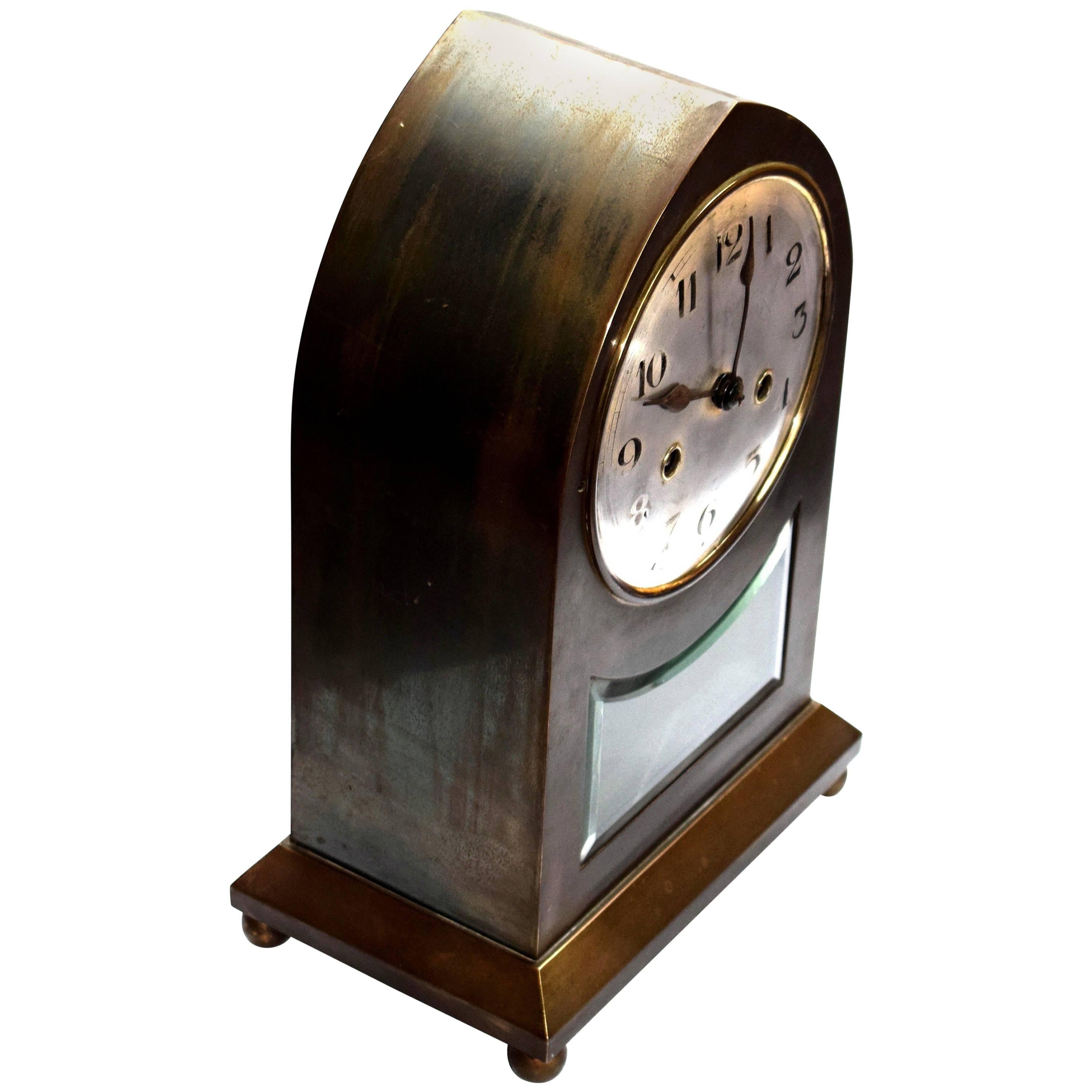 Large Viennese Secession Table Clock Made of Brass For Sale