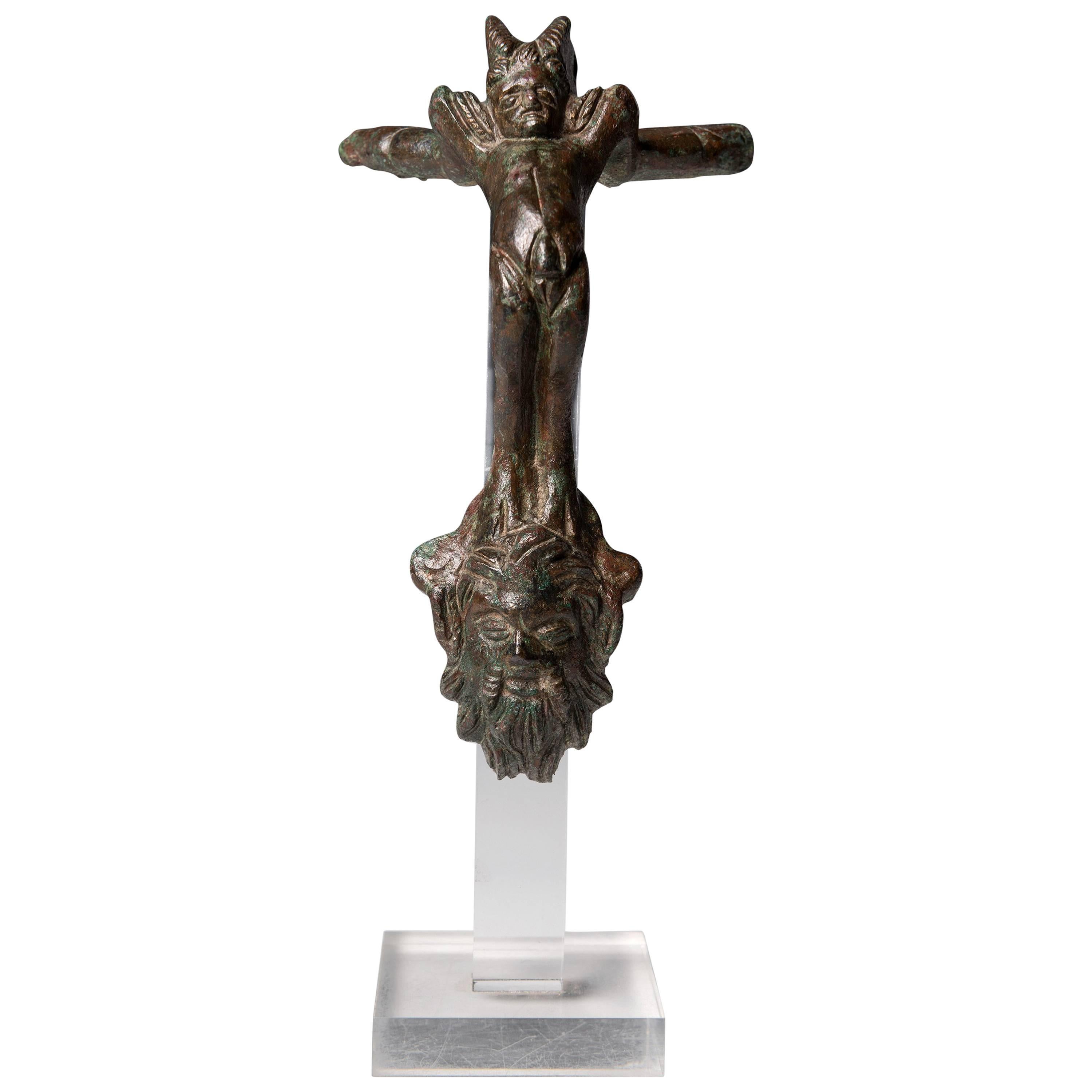 Ancient Etruscan Bronze Oinochoe Handle For Sale