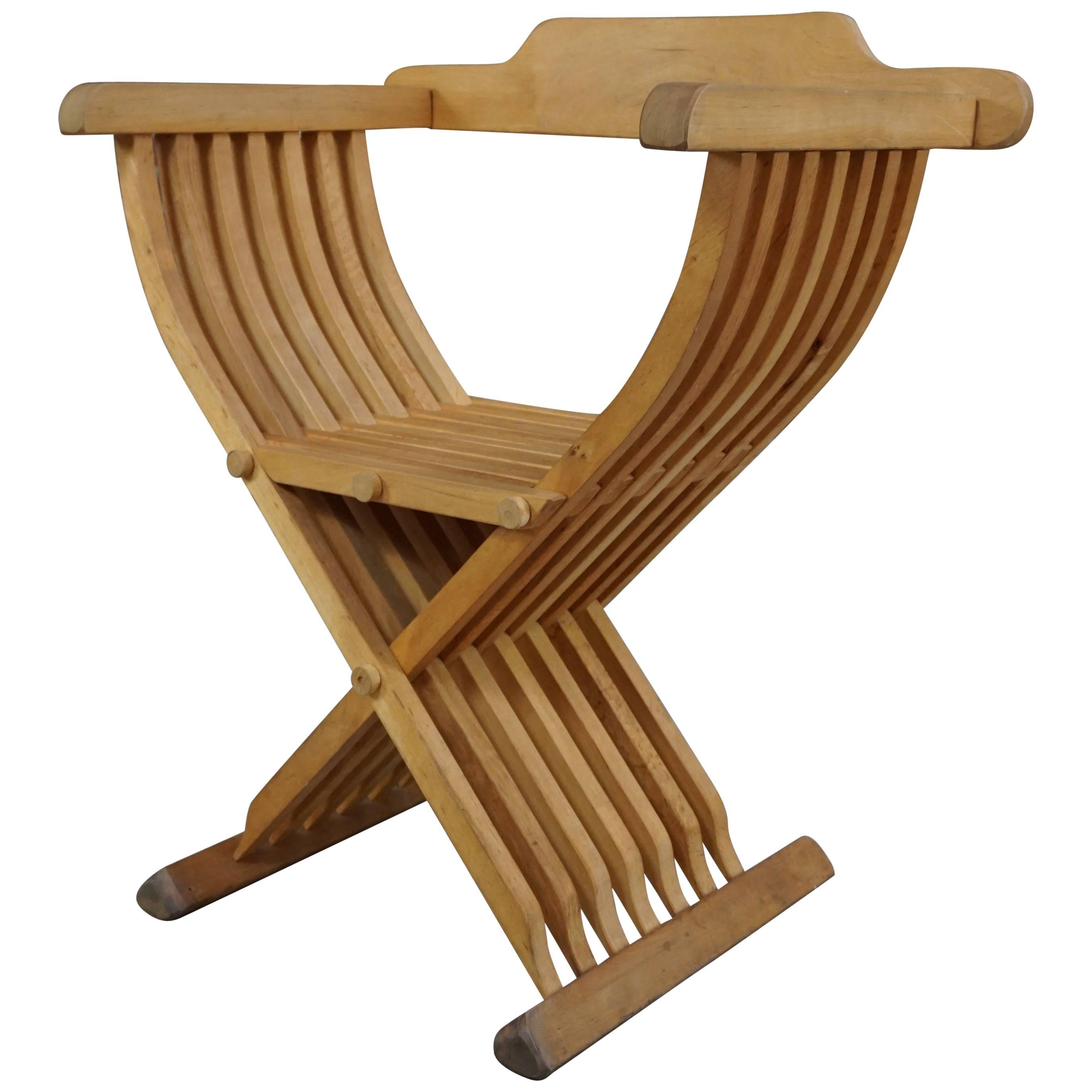 Solid Wood Folding Curule Armchair Called Savonarole
