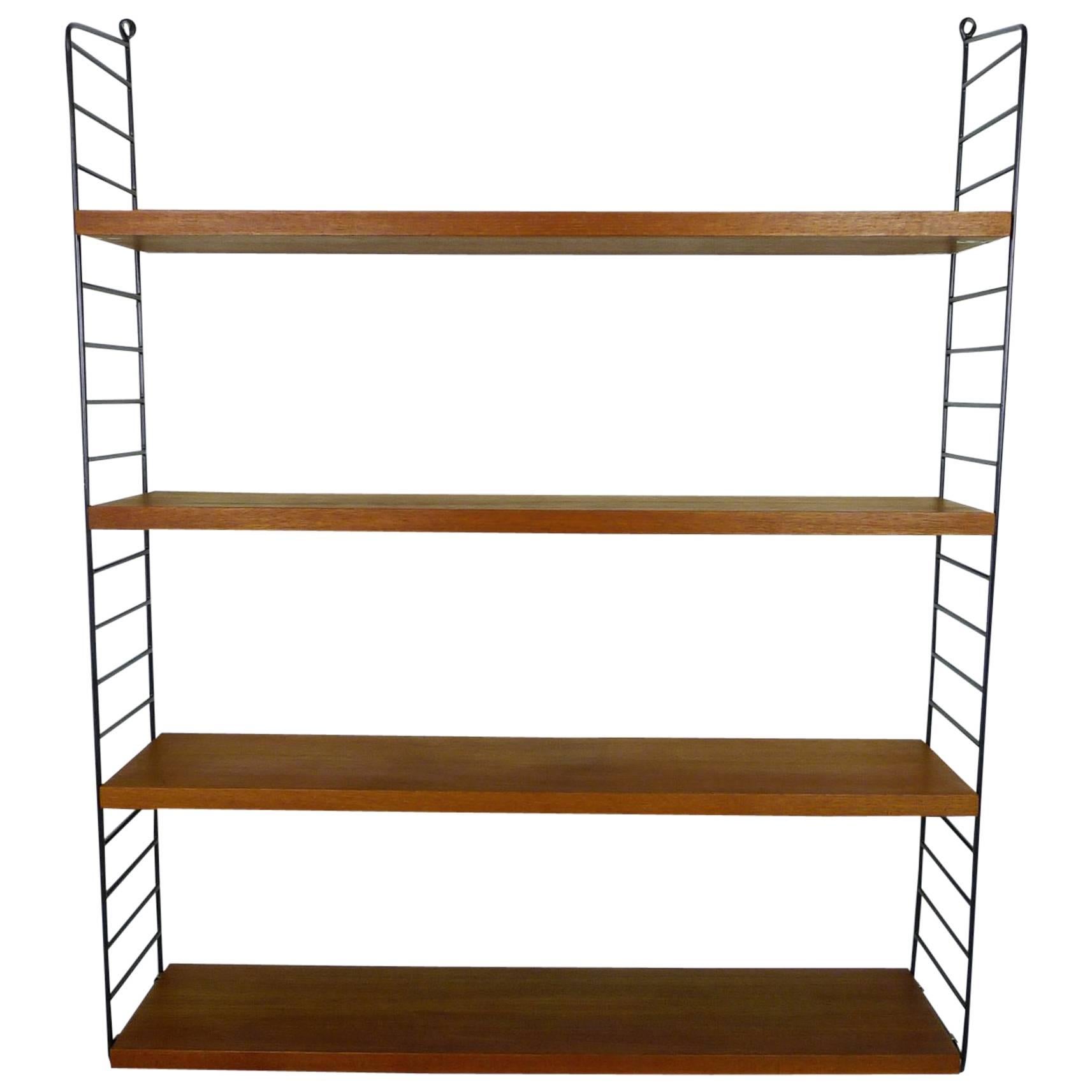 Teak Wall Shelving System by Nisse Strinning for String Design AB, Sweden, 1950s