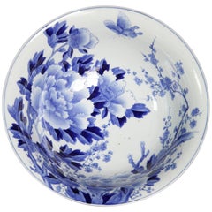 19th Century Japanese Blue and White Punch Bowl