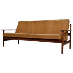Sven Ivar Dysthe Solid Rosewood and Leather Sofa for Dokka Mobler
