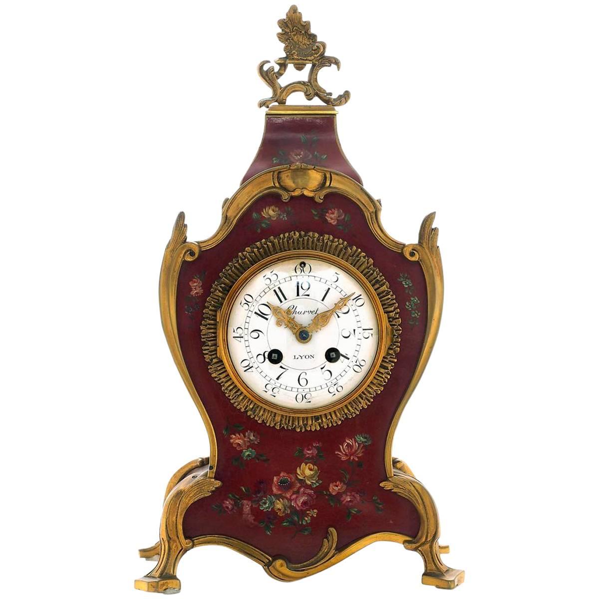 Early 20th Century French Painted Mantel Clock For Sale