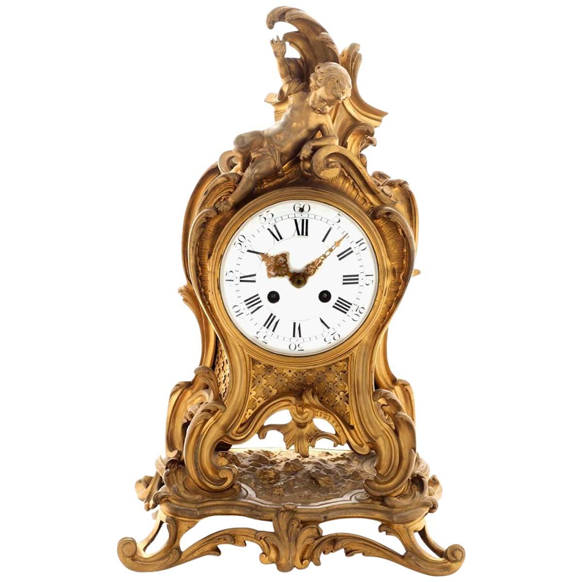 Mid-19th Century French Ormolu Mantel Clock For Sale