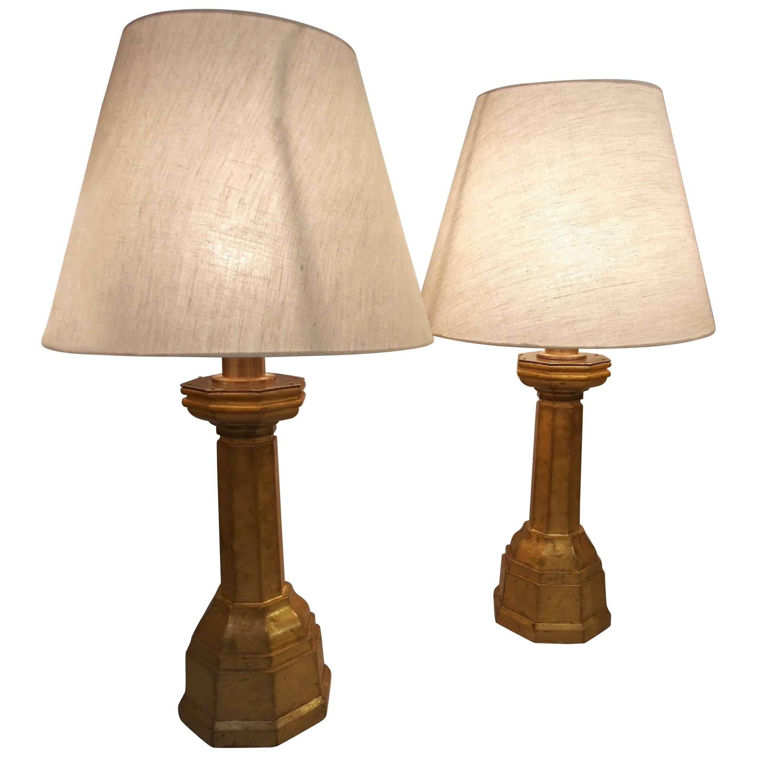 ARTS AND CRAFTS Giltwood Lamps im Angebot