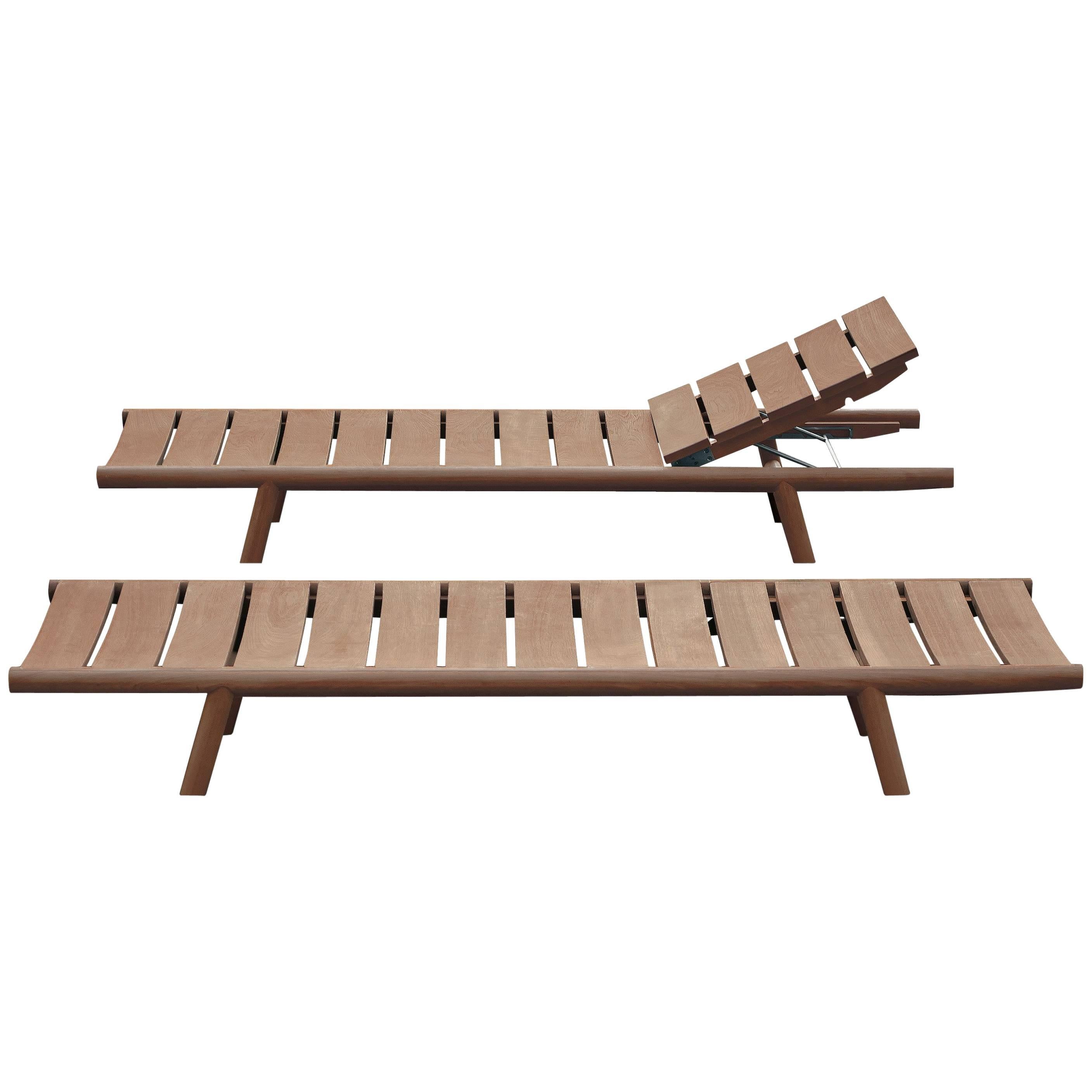 Roda Orson Adjustable Sunlounger for Outdoor Use in Teak with Optional Cushion For Sale