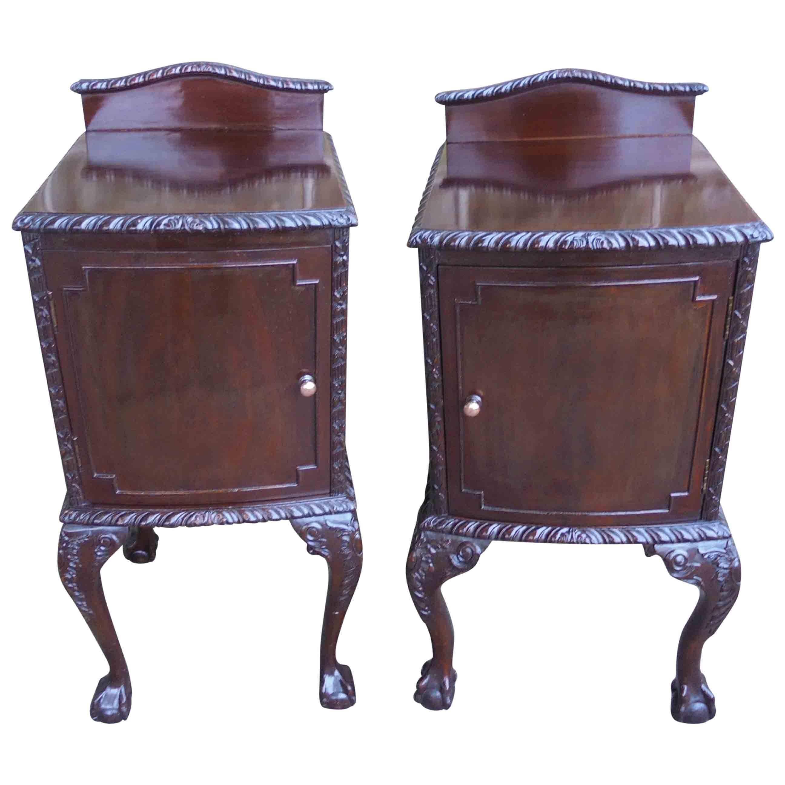 Pair of Antique Mahogany Bedside Cabinets For Sale
