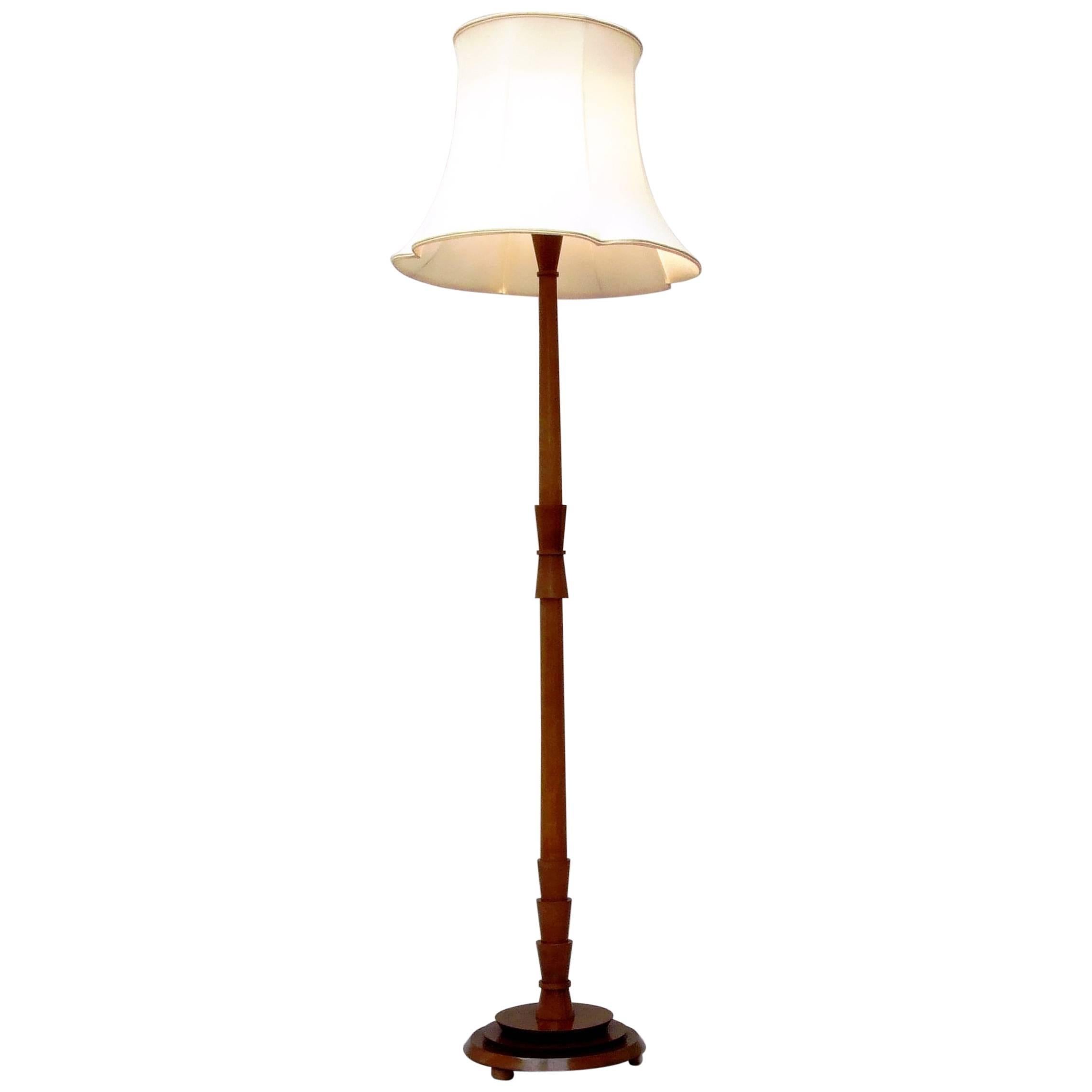 ART DECO Walnut Standard Lamp For Sale
