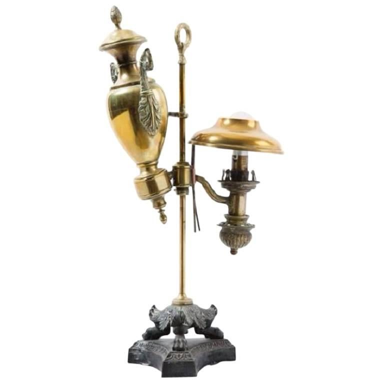 19th Century, French Brass Desk Lamp in Empire Style For Sale
