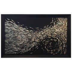 SURGE: framed 3-D shoal of robust reflective paper-based mackerel fish 