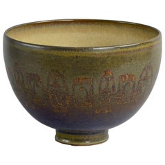 Unique Stoneware Bowl by Edwin and Mary Scheier, Own Studio, US