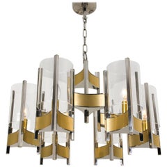 Nine-Light Chrome and Glass Chandelier by Gaetano Sciolari, 1960s 11