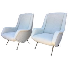 Pair of Original Vintage ISA Armchairs in Shearling