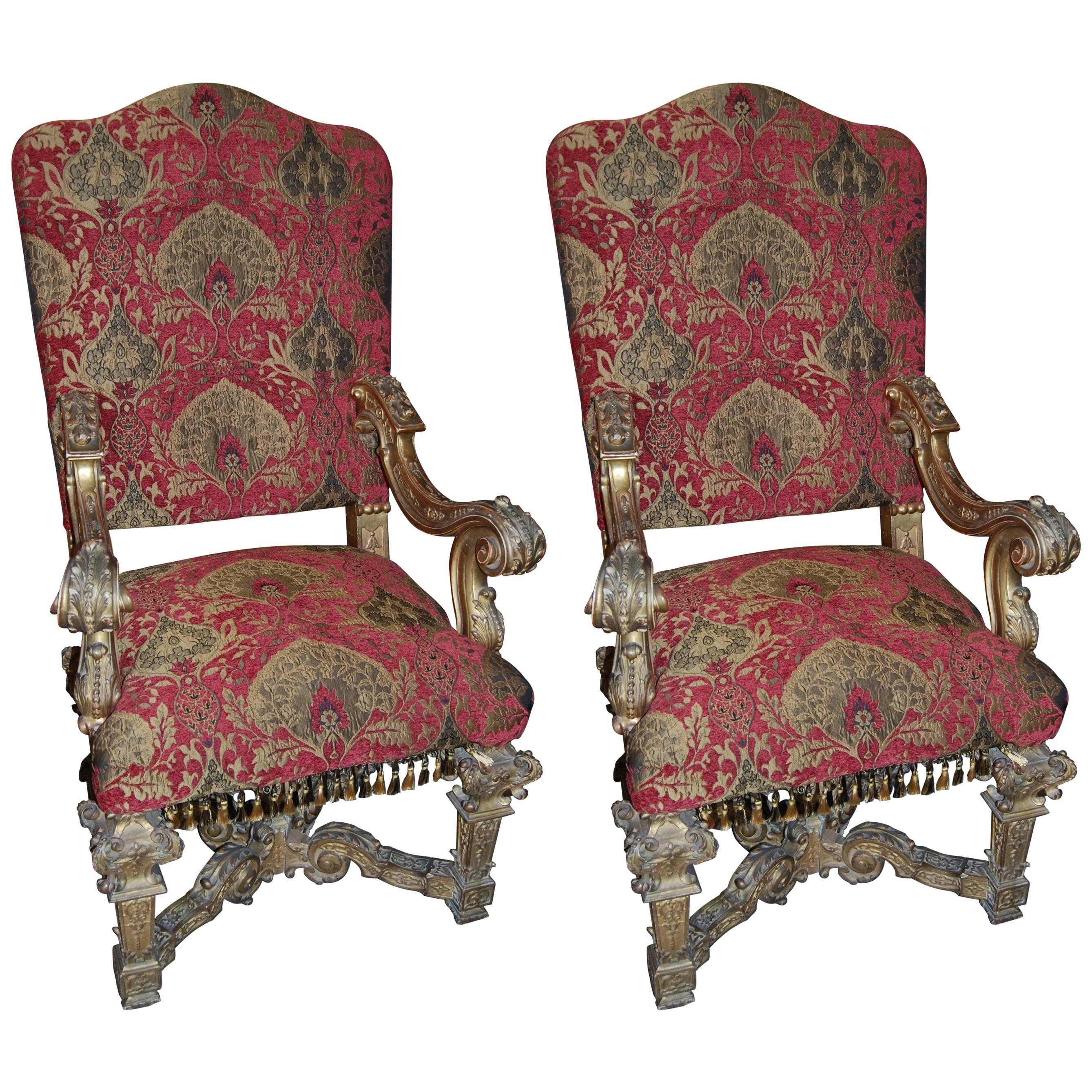 Pair of Louis XIV Giltwood Armchairs