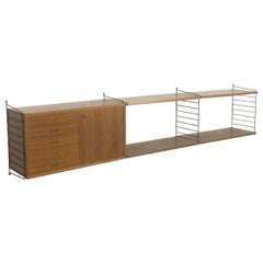 Original 1960s Modular String Wall Unit in Walnut by Nisse Strinning, Sweden